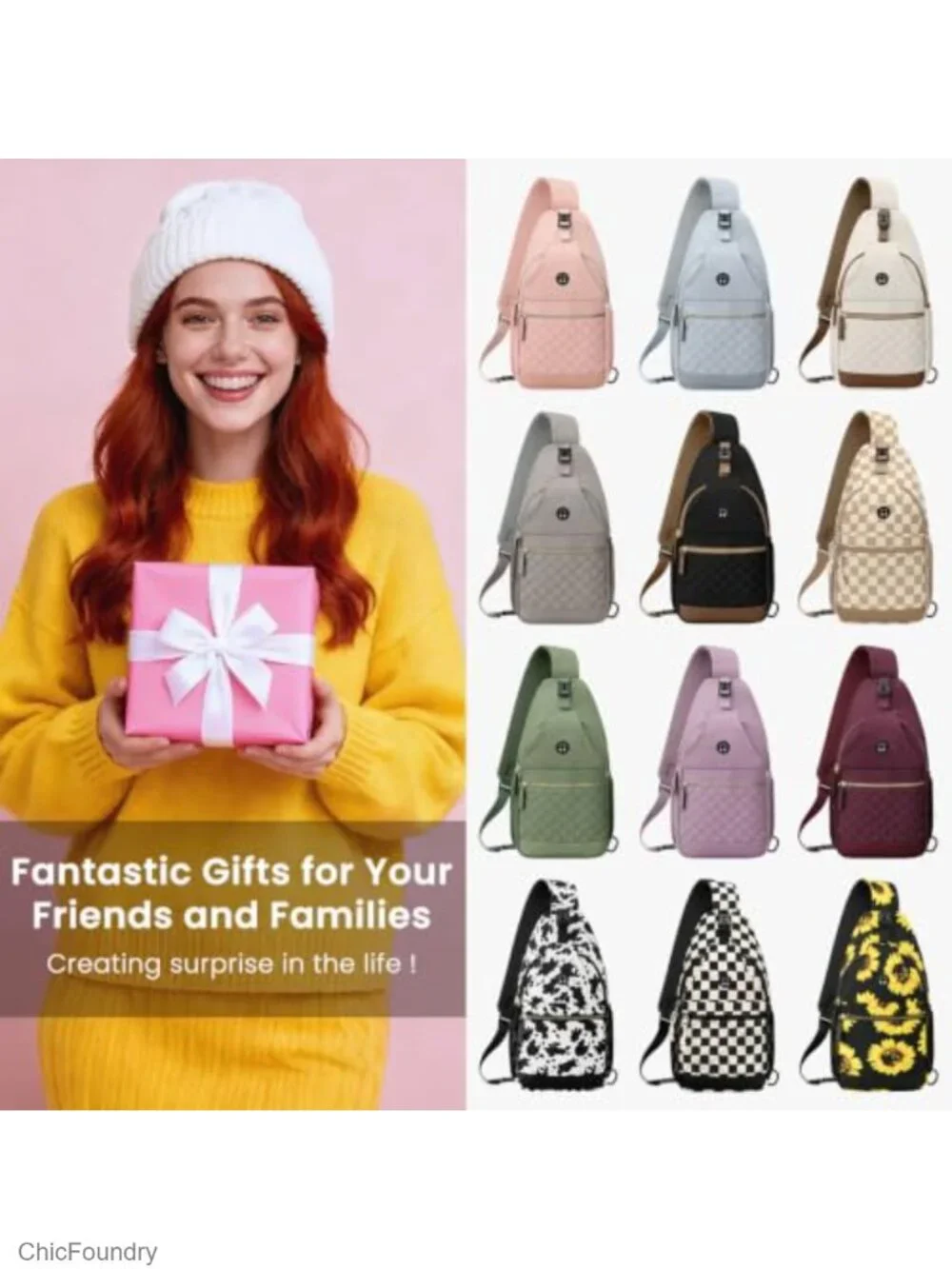 Hands-Free Crossbody Sling Bag Women Travel Lightweight Water-Repellent